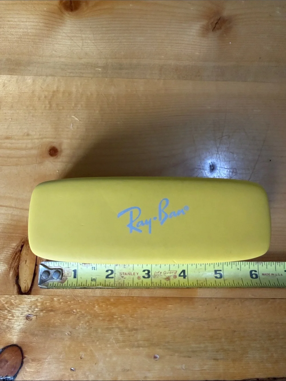 Ray-Ban Yellow Eyeglass Hard Case Glasses Protector Hinged Clamshell Felt Lined